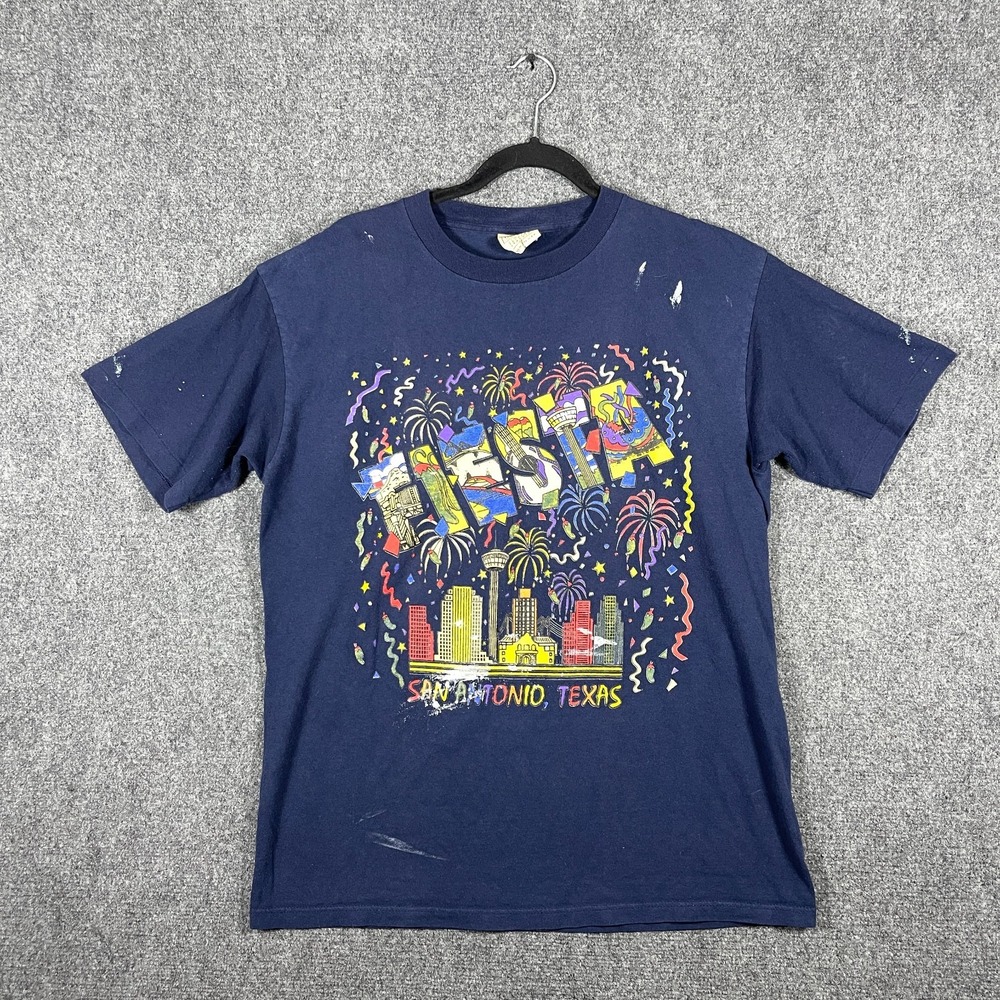 Vintage 90s Mossimo Limited Edition Fiesta San Antonio Texas Shirt Navy Medium